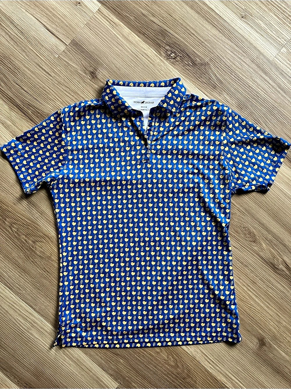 Horn Legend Bamboo Charcoal Luxury Men's Golf Polo Blue & Yellow Medium